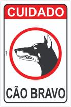 Placa de Sinalização Aviso Cuidado Cachorro Cão Bravo - Look Placas de Sinalização