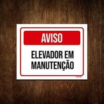 Placa De Sinalização - Aviso Elevador Em Manutenção 36X46