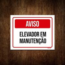 Placa De Sinalização - Aviso Elevador Em Manutenção 36x46