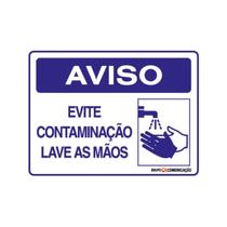 Placa De Sinalização Aviso Evite Contaminação Lave As Mãos 20x15 Qi Comunicação - P-37/2 Q1A