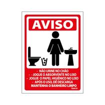Placa De Sinalização Aviso Mantenha O Banheiro Limpo Feminino 15x20 Ecom IA - S-231 F9e