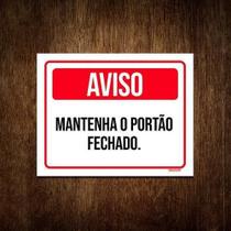 Placa De Sinalização - Aviso Mantenha Portão Fechado (36X46)