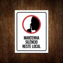 Placa De Sinalização - Aviso Mantenha Silêncio (27X35)