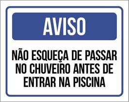 Placa De Sinalização - Aviso Passe Chuveiro Piscina 27X35