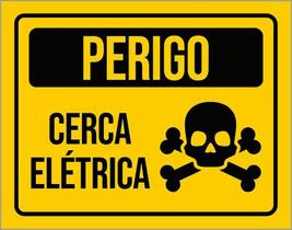 Placa De Sinalização Aviso Perigo Cerca Elétrica 27X35