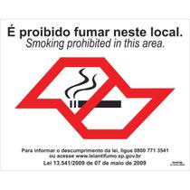 Placa de Sinalização Aviso Proibido Fumar SP Lei Nº 13541