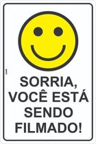 Placa de Sinalização Aviso - Sorria, Você Está Sendo Filmado - Segurança e Vigilância em PS (Poliestireno) Placa de Sinalização Aviso - Sorria, Você Está Sendo Filmado - Segurança e Vigilância em PS (Poliestireno)