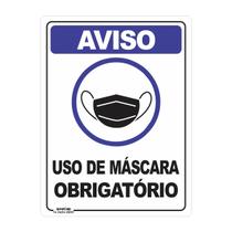 Placa de Sinalização Aviso Uso de Máscara Obrigatório