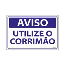 Placa De Sinalização Aviso Utilize O Corrimão 30x20 Ecom IA - SV18 F9e