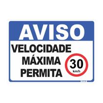 Placa de Sinalização Aviso Velocidade Máxima 30KM Placa de Sinalização Aviso Velocidade Máxima 30KM