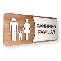 Placa De Sinalização Banheiro Familiar - MDF 30x13cm