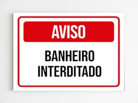 Placa de sinalização banheiro interditado aviso mdf 20x29 A4