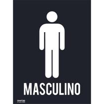Placa de Sinalização Banheiro Masculino Preto 15x20