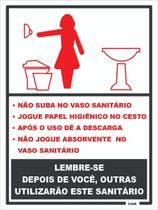 Placa de Sinalização - Banheiro Sanitário Feminino Mulher com Regras Educativas Uso Consciente Placa de Sinalização - Banheiro Sanitário Feminino Mulher com Regras Educativas Uso Consciente