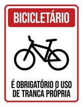 Placa De Sinalização - Bicicletário Obrigatório Tranca 27X35