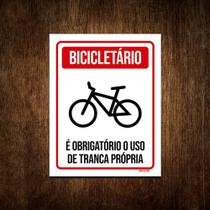 Placa De Sinalização - Bicicletário Obrigatório Tranca 36x46