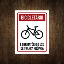 Placa De Sinalização - Bicicletário Obrigatório Tranca 36X46