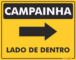 Placa de Sinalização Campainha Lado de Dentro Direita em PVC de 15x20cm