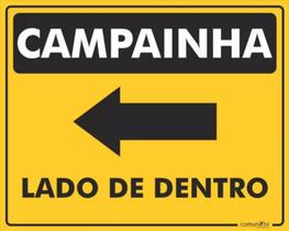 Placa de Sinalização - Campainha Lado de Dentro Esquerdo em PVC de 15x20cm