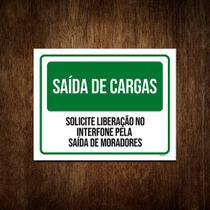 Placa De Sinalização - Condomínio Saída De Cargas 36x46