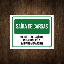 Placa De Sinalização - Condomínio Saída De Cargas 36X46