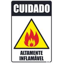 Placa de Sinalização Cuidado Altamente Inflamável