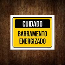 Placa De Sinalização - Cuidado Barramento Energizado 27x35