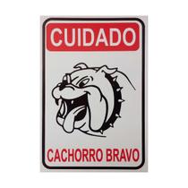 Placa De Sinalização Cuidado Cachorro Bravo 20X30 - Ps28 F5E Placa De Sinalização Cuidado Cachorro Bravo 20X30 - Ps28 F5E