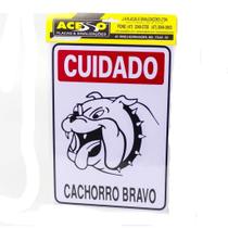 Placa De Sinalização "Cuidado: Cachorro Bravo" 20x30cm