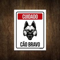 Placa De Sinalização - Cuidado Cão Bravo 36X46