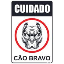 Placa de Sinalização Cuidado Cão Bravo