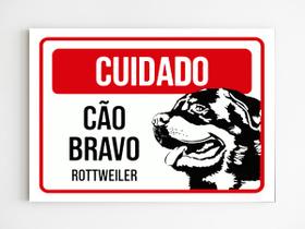 Placa de sinalização cuidado cão bravo rottweiler mdf 20x29
