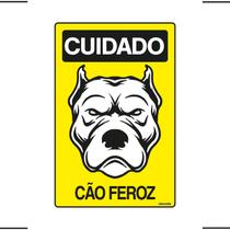 Placa De Sinalização Cuidado Cão Feroz 20x30 Ekomunike - P-6/3 F9e