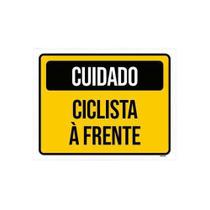 Placa De Sinalização - Cuidado Ciclista À Frente 27X35