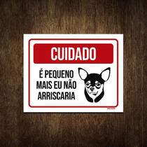 Placa De Sinalização - Cuidado Com Cão Pequeno 27X35