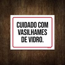 Placa De Sinalização - Cuidado Com Vasilhames De Vidro 27X35 Placa De Sinalização - Cuidado Com Vasilhames De Vidro 27X35