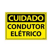 Placa De Sinalização Cuidado Condutor Elétrico 30x20 Ecom IA - SC43 F9e