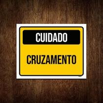 Placa De Sinalização Cuidado Cruzamento 18X23 Ml2714 - A