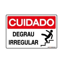 Placa De Sinalização Cuidado Degrau Irregular 30x20 Qi Comunicação - S-216/1 Q1a