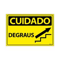 Placa De Sinalização Cuidado Degraus Subindo 30x20 Ecom IA - SC2 F9e