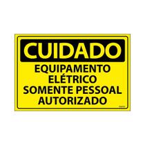 Placa De Sinalização Cuidado Equipamento Elétrico Somente Pessoal Autorizado 30x20 Ecom IA - SC40 F9e