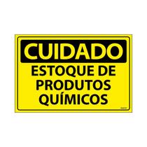 Placa De Sinalização Cuidado Estoque De Produtos Químicos 30x20 Ecom IA - SC57 F9e