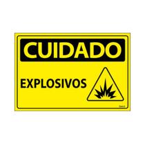 Placa De Sinalização Cuidado Explosivos 30x20 Ecom IA - SC137 F9e