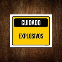 Placa De Sinalização - Cuidado Explosivos 36x46