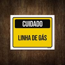 Placa De Sinalização - Cuidado Linha De Gás 27X35