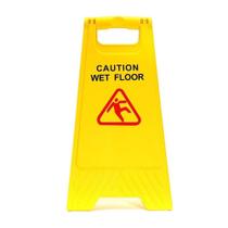 Placa de sinalização cuidado piso molhado amarela dobravel caution wet floor