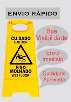 Placa de Sinalização Cuidado Piso Molhado envio imediato com NF Placa de Sinalização Cuidado Piso Molhado envio imediato com NF