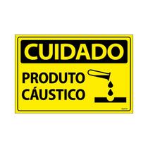 Placa De Sinalização Cuidado Produto Cáustico 30x20 Ecom IA - SC39 F9e