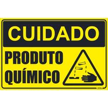 Placa de Sinalização Cuidado Produto Químico Placa de Sinalização Cuidado Produto Químico