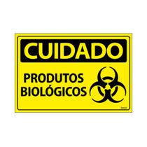 Placa De Sinalização Cuidado Produtos Biológicos 30x20 Ecom IA - SC93 F9e